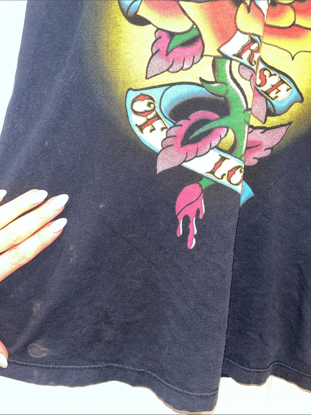 Ed Hardy By Christian Audigier Golden Rose of Love Short Sleeve Baby Tee faded - Picture 4 of 14